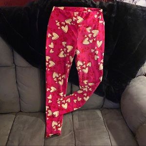 LuLaRoe Valentine Sketch Heart Leggings One Size
